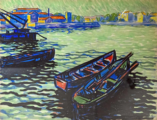 Georges Gaudion - Boats at the Bazacle in Toulouse.webp