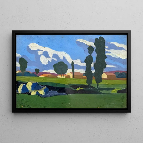 Landscape of Poplars - Georges Gaudion — framed artwork on a wall
