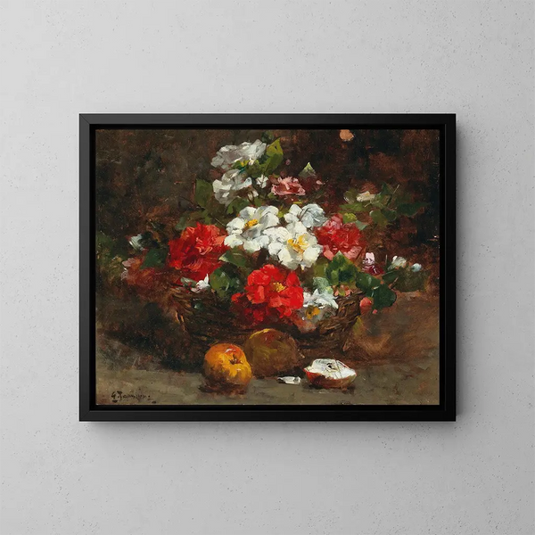 A basket full of flowers - Georges Jeannin — framed artwork on a wall
