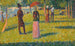 Landschap en personages De roze rok - Georges Seurat — weergave van het kunstwerk