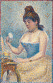 Jonge vrouw die zich poedert - Georges Seurat — weergave van het kunstwerk