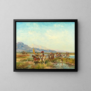 Georges Washington - Horsemen fording a river.webp
