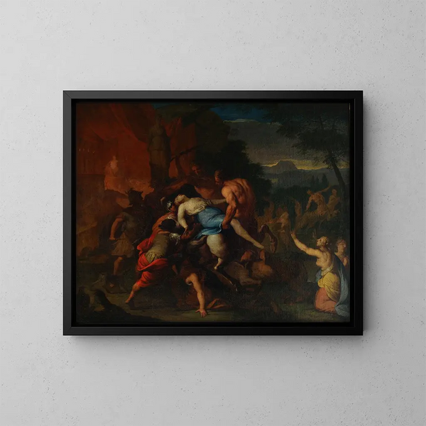 Combat des centaures et des lapithes - Gerard de Lairesse — framed artwork on a wall