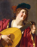Een vrouw die een luit bespeelt - Gerard van Honthorst — weergave van het kunstwerk