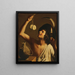 Een jonge man die een brandende kaars vasthoudt en een fles scamorza-kaas naast hem - Gerard van Honthorst — ingelijst kunstwerk aan de muur
