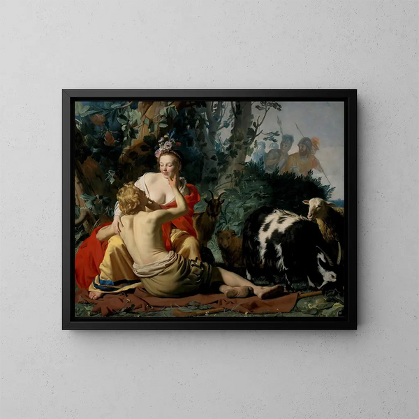 Granida en Daifilo - Gerard van Honthorst — ingelijst kunstwerk aan de muur