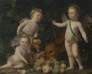Gerard van Honthorst - Three Children With Fruit And a Jaguar.webp