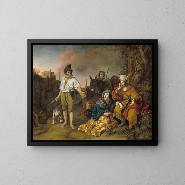 The Levite at Gibeon - Gerbrand van den Eeckhout — framed artwork on a wall