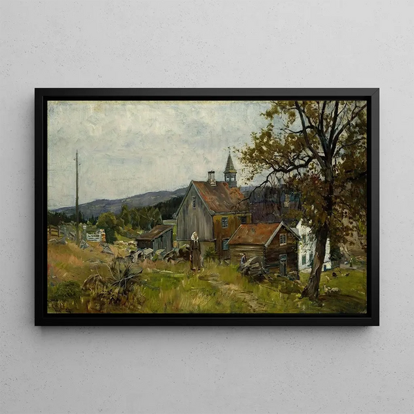 Vik Farm at Stange - Gerhard Munthe — framed artwork on a wall
