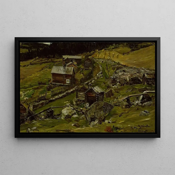 Ferme dans le Valdres - Gerhard Munthe — framed artwork on a wall