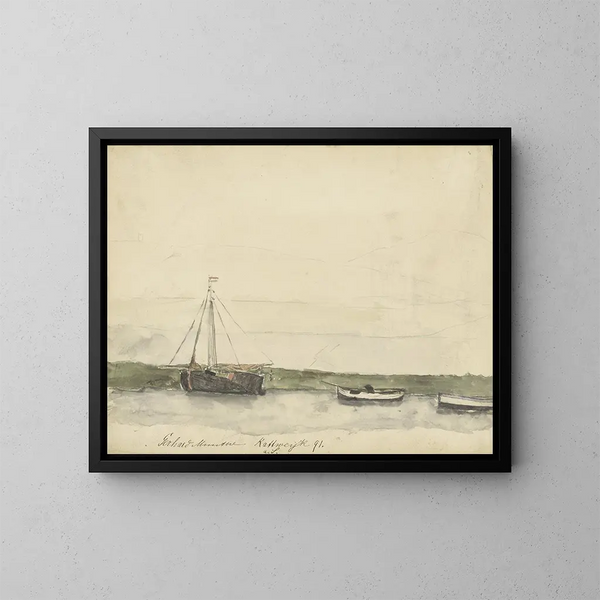 Bateaux dans le port de Katwijk aan Zee - Gerhard Munthe — framed artwork on a wall