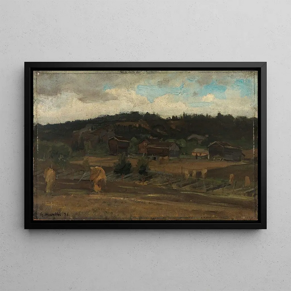 Wheat Sheaves Painting - Gerhard Munthe — framed artwork on a wall