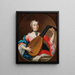 Een elegante dame met een luit - Duitse school — ingelijst kunstwerk aan de muur