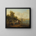 Een uitgestrekt Italiaans rivierlandschap met reizigers die rusten op een pad - Gerrit Adriaensz Berckheyde — ingelijst kunstwerk aan de muur