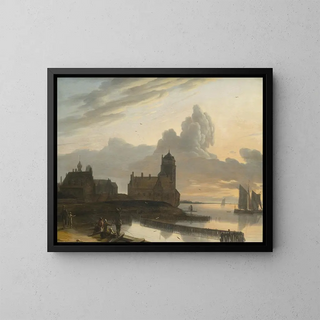 Gerrit Adriaensz Berckheyde - German River Landscape with a Town.webp