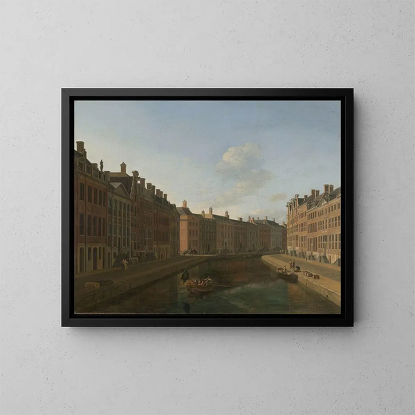 View of the Golden Bend in the Herengracht from the east - Gerrit Adriaensz Berckheyde — framed artwork on a wall