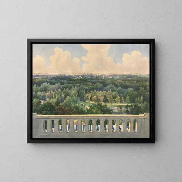 View of Boschbeek Groenendaal towards Leidschevaart and Zandvoort - Gerrit Jan Schouten — framed artwork on a wall