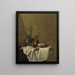 Natuurgetrouwe Kunstdruk van een stilleven met een tinnen kruik, wijnglazen en een ham samen op een gedekte tafel met een wit tafelkleed - Gerrit van Vucht — ingelijst kunstwerk aan de muur