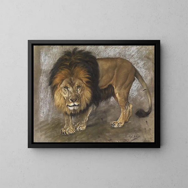 Lion marchant - Géza Vastagh — framed artwork on a wall