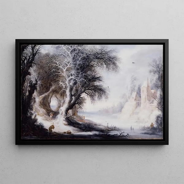 Winter Landscape Painting - Gijsbrecht Leytens — framed artwork on a wall
