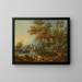 Een landschap in Italiaanse stijl met uitzicht op het Gardameer, een herder en een herderin die hun kudde water geven bij een rivier - Giovanni Battista Cimaroli — ingelijst kunstwerk aan de muur