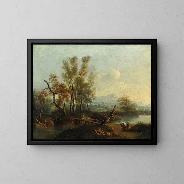 Landscape with Figures by Giovanni Battista Cimaroli — framed artwork on a wall