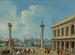 Venetië, uitzicht op de kade vanaf de Piazzetta in zuidelijke richting naar San Giorgio Maggiore met de kolommen van San Marco en San Théodore en de Sansoviniana-bibliotheek - Giovanni Battista Cimaroli — weergave van het kunstwerk
