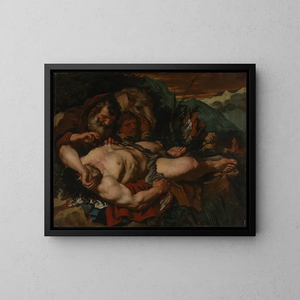 The Good Samaritan - Giovanni Battista Langetti — framed artwork on a wall