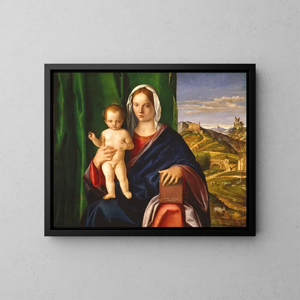 Virgin and Child Painting - Giovanni Bellini — framed artwork on a wall