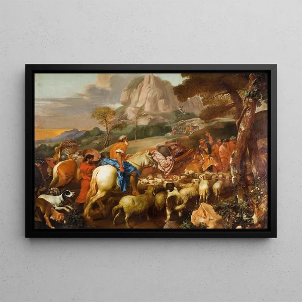 L'Ange apparaissant aux bergers - Giovanni Benedetto Castiglione — framed artwork on a wall