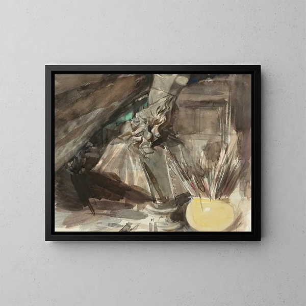 van een buste van kardinaal Léopold de Médicis in de studio van de kunstenaar - Giovanni Boldini — ingelijst kunstwerk aan de muur