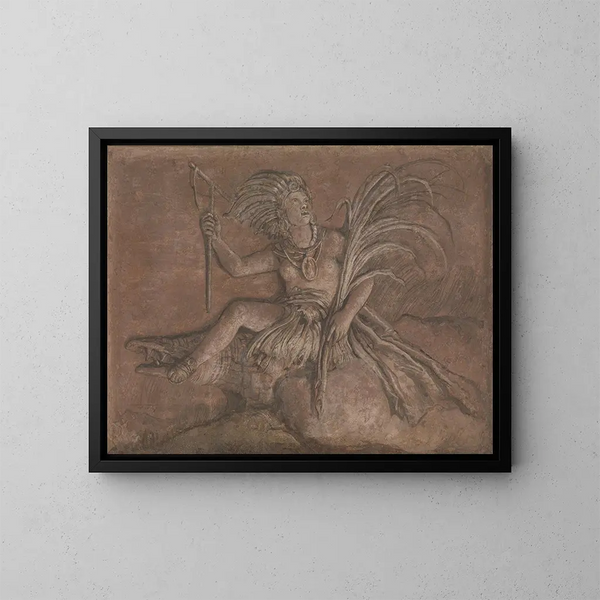 Allegorical figure representing America - Giovanni Domenico Tiepolo — framed artwork on a wall
