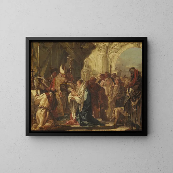 The Presentation at the Temple - Giovanni Domenico Tiepolo — framed artwork on a wall