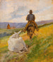 Buttero te paard en witte muilezel - Giovanni Fattori — weergave van het kunstwerk