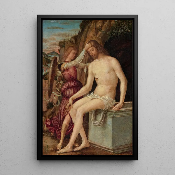 De opgestane Christus met een engel - Giovanni Francesco Maineri — ingelijst kunstwerk aan de muur