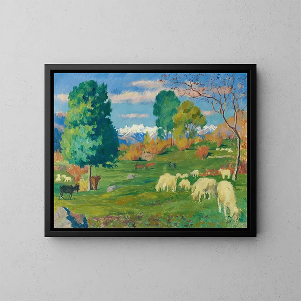 Autumn Landscape Painting - Giovanni Giacometti — framed artwork on a wall