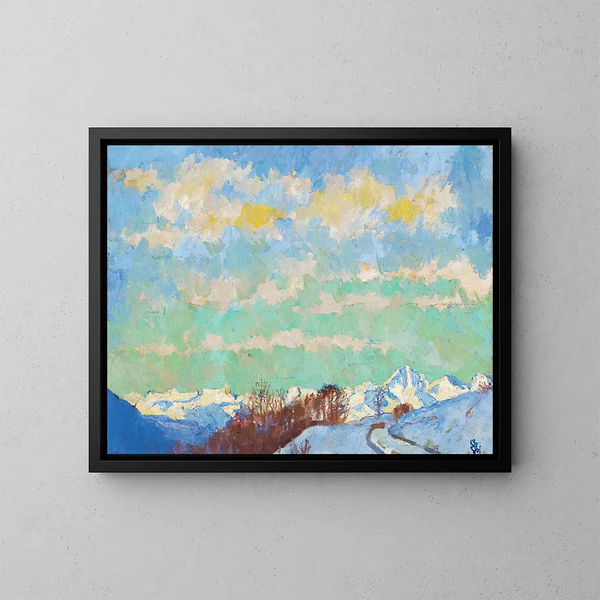 Vue de Stampa vers l'Italie - Giovanni Giacometti — framed artwork on a wall