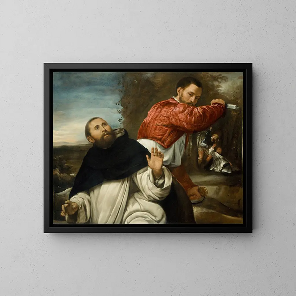 La Mort de saint Pierre Martyr - Giovanni Girolamo Savoldo — framed artwork on a wall