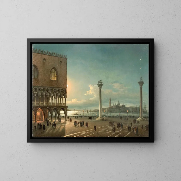 La Piazzetta de San Marco au clair de lune à Venise - Giovanni Grubacs — ingelijst kunstwerk aan de muur