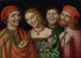 Drie mannen met een vrouw die een kat vasthoudt - Giovanni Paolo Lomazzo — weergave van het kunstwerk