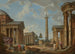 Een grill van Romeinse ruïnes - Giovanni Paolo Panini — weergave van het kunstwerk