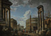 Een architectonisch fantasie met figuren tussen Romeinse ruïnes - Giovanni Paolo Panini — weergave van het kunstwerk