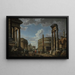 Een architectonisch fantasie met figuren tussen Romeinse ruïnes - Giovanni Paolo Panini — ingelijst kunstwerk aan de muur