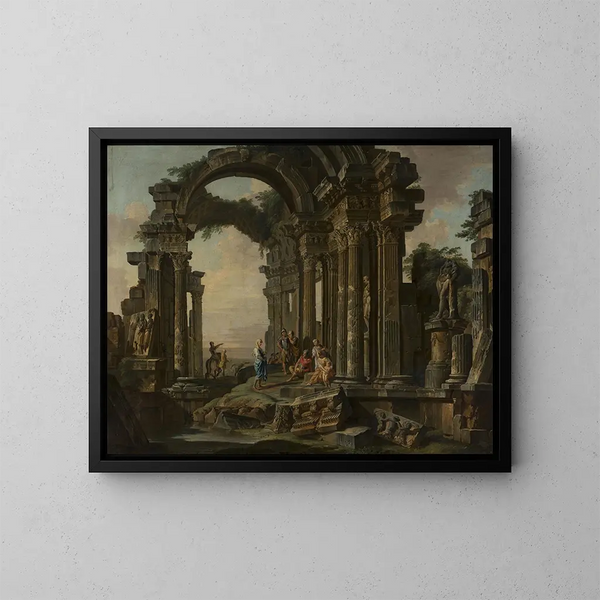 Roman Ruins Painting - Giovanni Paolo Panini — framed artwork on a wall