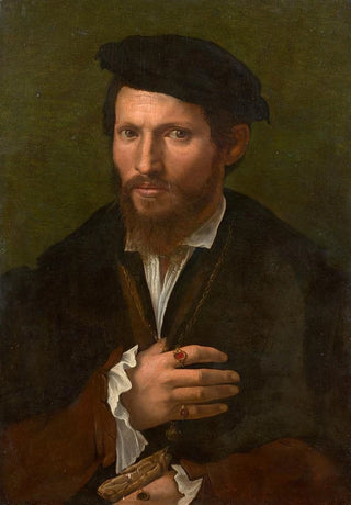 Girolamo Da Carpi - Portrait dhomme au chapeau noir et aux gants.webp