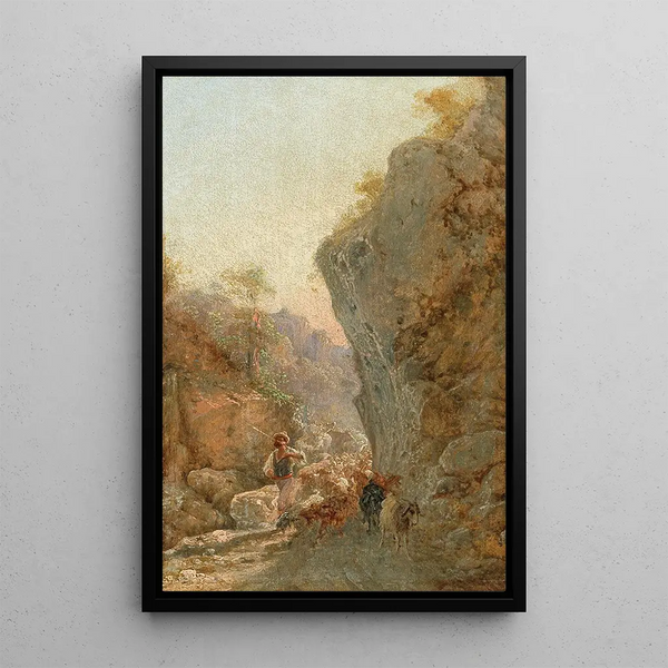 Berger avec troupeau de moutons - Girolamo Gianni — ingelijst kunstwerk aan de muur