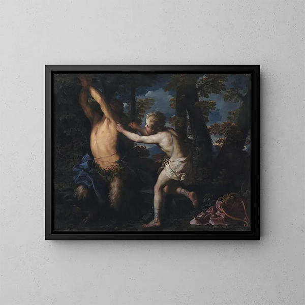 Apollon die Marsyas ontkleedt - Girolamo Troppa — ingelijst kunstwerk aan de muur