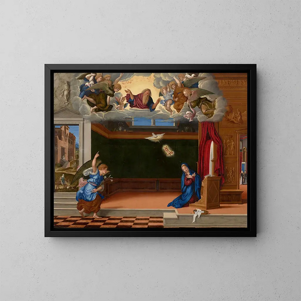 L'Annonciation - Girolamo da Santacroce — framed artwork on a wall
