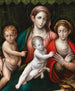 De Maagd met Kind met de heilige Johannes de Doper en heilige Catherine van Alexandria - Giulio Francia en Atelier — weergave van het kunstwerk