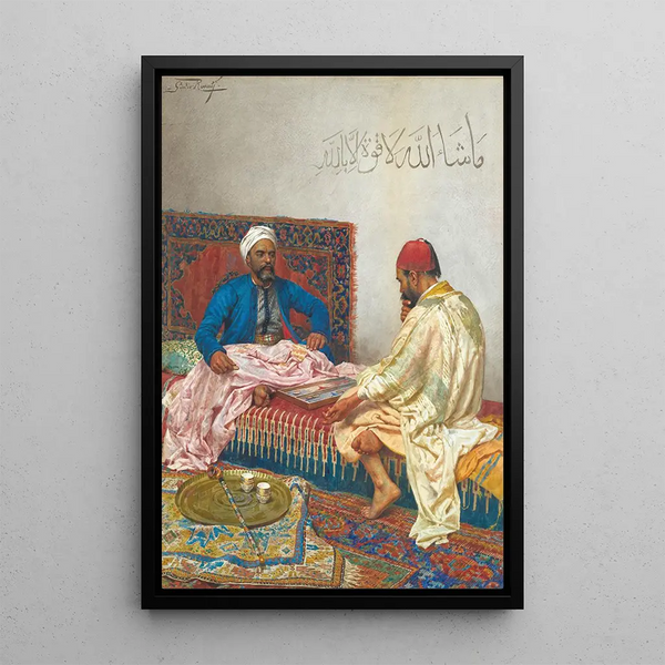 Les joueurs de backgammon - Giulio Rosati — framed artwork on a wall